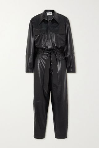 Nanushka + Ashton Belted Vegan Leather Jumpsuit