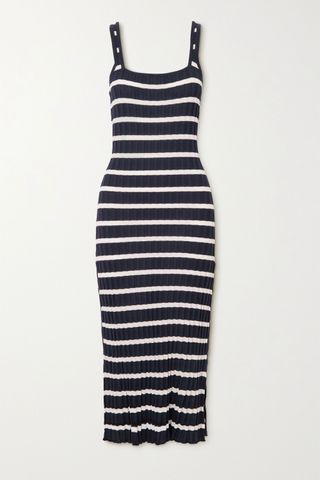 Solid & Striped + The Kimberly Striped Ribbed-Knit Midi Dress