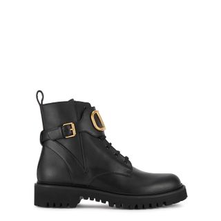 Valentino + Valentino Garavani Vlogo 50 Black Leather Boots