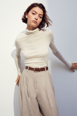 H&M + Pima Cotton Polo-Neck Top