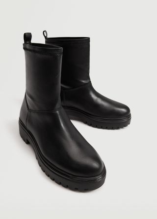 Mango + Serrated Sole Leather Ankle Boot