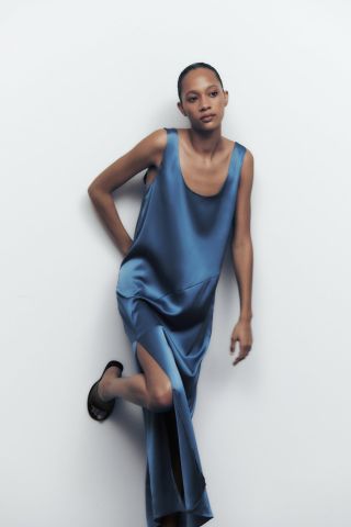 Zara + Long Satin Effect Dress