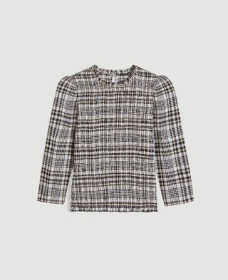 Ann Taylor + Plaid Smocked Top