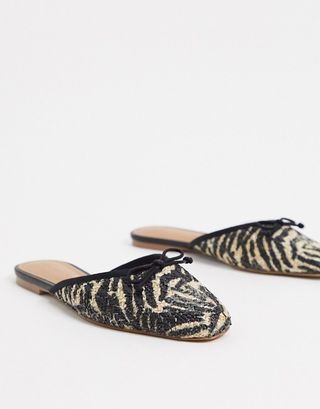 Who What Wear + Cara Mule Ballet Flat Shoes in Zebra Leather