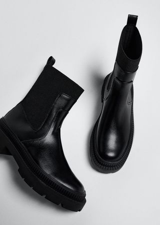 Mango + Track Sole Contrast Ankle Boots