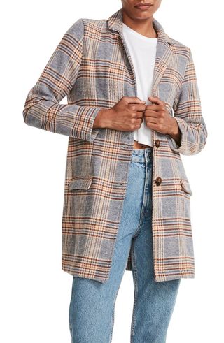 BB Dakota + Check You Out Plaid Longline Blazer