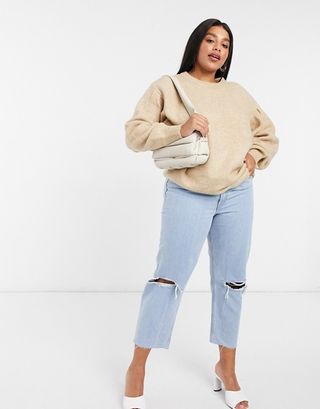 ASOS Design + Crew Neck Fluffy Oversized Sweater