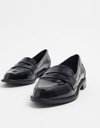 ASOS + Design Mail Loafer Flat Shoes in Black