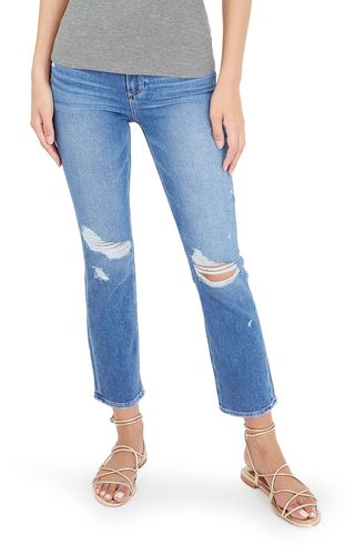 Paige + Cindy Ripped Crop Straight Leg Jeans
