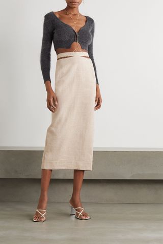 Jacquemus + Cutout Woven Midi Skirt