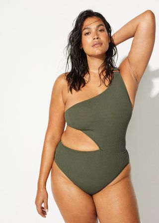 Mango + Buckle Asymmetric Swimsuit