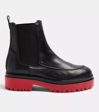Topshop + Alonzo Black and Red Chunky Leather Boots