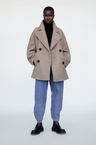 Zara + Oversized Coat With Wool