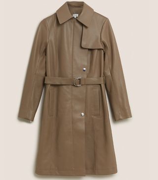 Autograph + Leather Belted Trench Coat