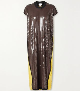 Bottega Veneta + Two-Tone Sequined Stretch-Knit Midi Dress