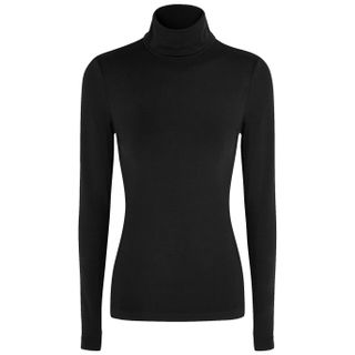 Wolford + Black Roll-Neck Jersey Top