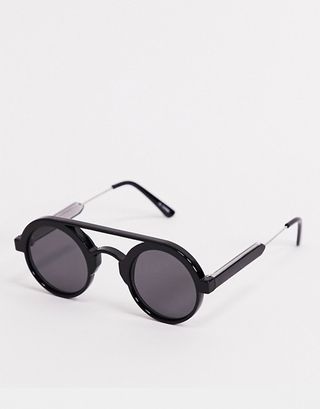 Spitfire + Ambient Round Sunglasses in Black