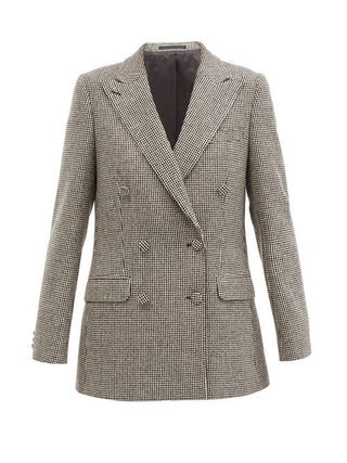 Officine Générale + Manon Double-Breasted Houndstooth-Twill Blazer