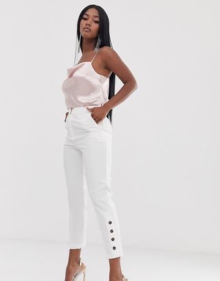 ASOS Design + Slim Trousers With Ankle Button Detail