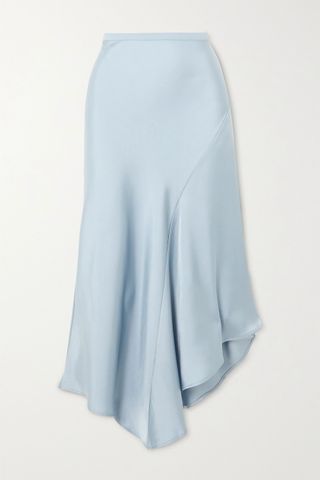 Anine Bing + Bailey Asymmetric Silk-Satin Midi Skirt