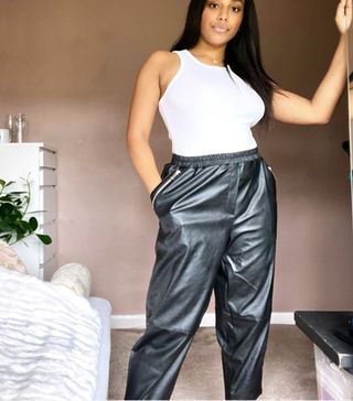 ASOS + Design Curve Tapered Leather Look Trousers
