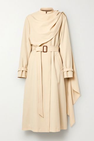 Gucci + Belted Draped Layered Wool Trench Coat