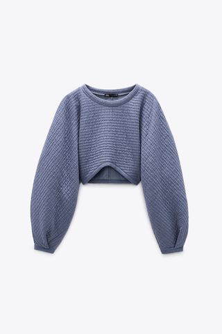 Zara + Quilted Cropped Sweatshirt