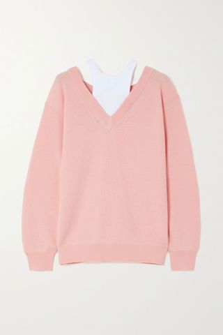 Alexanderwang.t + Layered Merino Wool and Stretch-Cotton Jersey Sweater