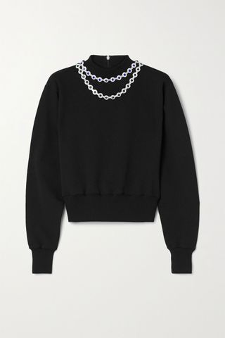 Christopher Kane + Crystal-Embellished Cotton-Jersey Sweatshirt