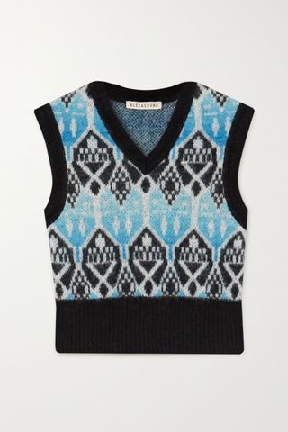Alexachung + Cropped Jacquard-Knit Vest