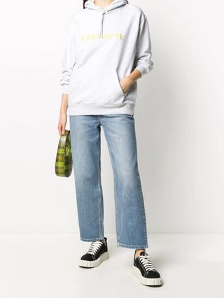Carhartt WIP + High-Rise Wide Leg Cropped Jeans