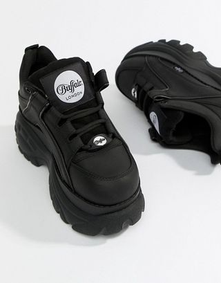 Buffalo London + Classic Lowtop Platform Sneakers in Black