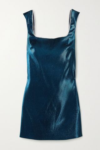 Area + Open-Back Crystal-Embellished Lamé Mini Dress