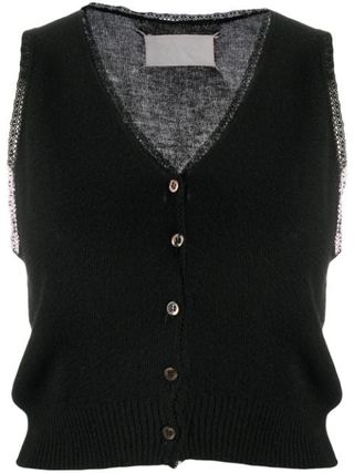 Maison Martin Margiela + Pre-Owned 1990s Lace-Trimming Knitted Vest