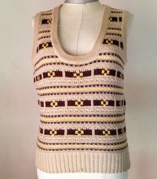 Vintage + Handmade Boho Woolen Beige Vest