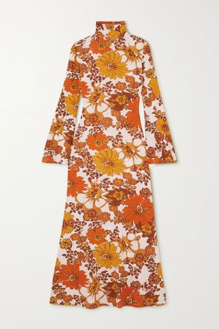 Dodo Bar or + Lena Floral-Print Stretch-Jersey Turtleneck Midi Dress