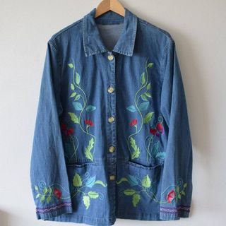 Vintage + Embroidered Floral Denim Jacket