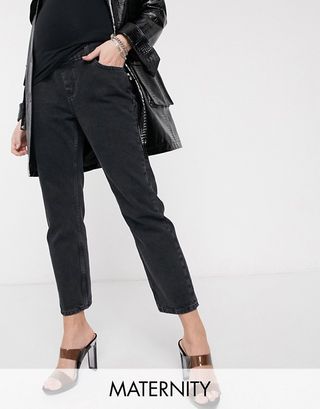Topshop + Maternity Editor Overbump Jeans in Worn Black