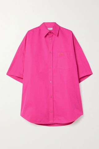 Balenciaga + Oversized Embroidered Cotton-Poplin Shirt