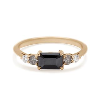 Anna Sheffield Jewelry + Bea Five Stone Ring 14K Gold, Black Diamond & White Diamonds