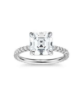 Blue Nile + 3ct Asscher Eternity Engagement Ring in 14k White Gold