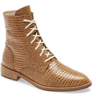Freda Salvador + Ralf Snake Embossed Lace-Up Boots