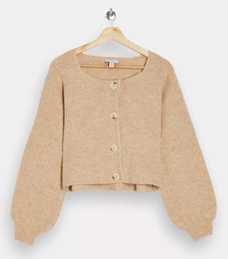 Topshop + Oat Square Neck Knitted Cardigan