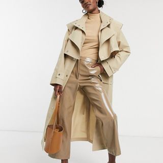 ASOS + Trench Coat With Double Layer Detailing