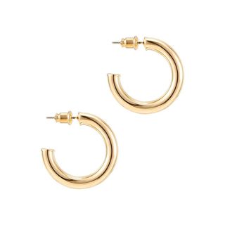 Pavoi + Gold Colored Lightweight Chunky Open Hoops