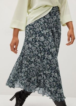 Violeta by Mango + Pleated Floral Skirt