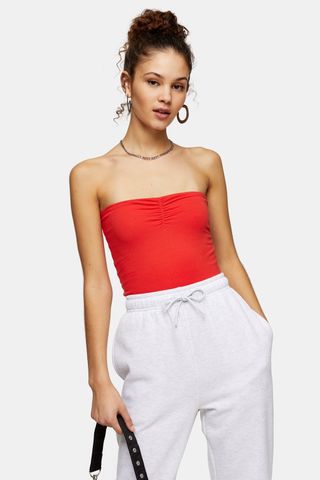 Topshop + Red Ruched Bandeau