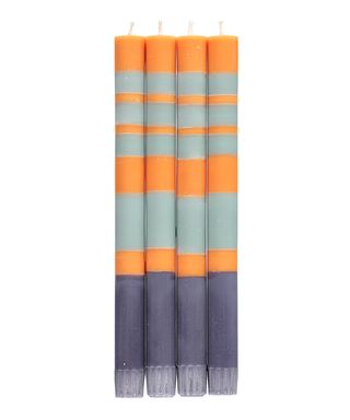 British Colour Standard + Striped Candles Set of Four in Orange
