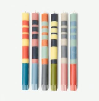 British Colour Standard + Set of 6 Thick Striped Dinner Candles