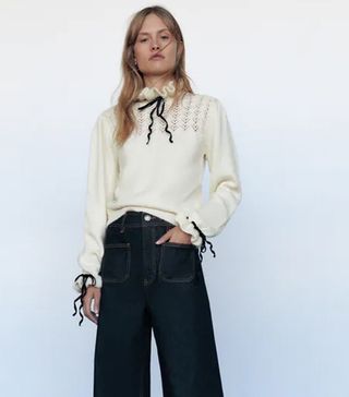 Zara + Knit Sweater With Bows